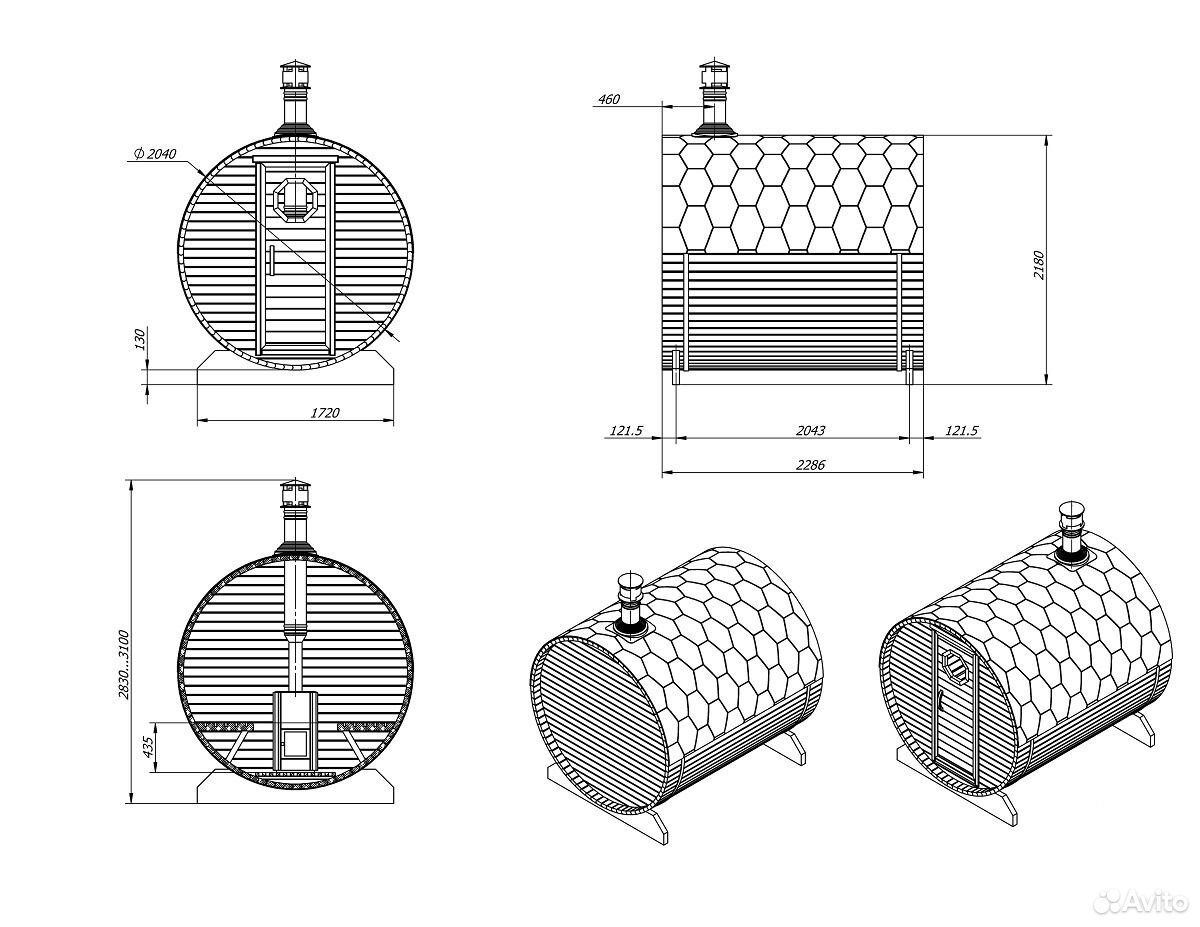 Чертежи бани бочка
