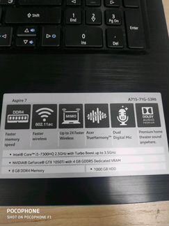 Ноутбук новый Acer Aspire 7