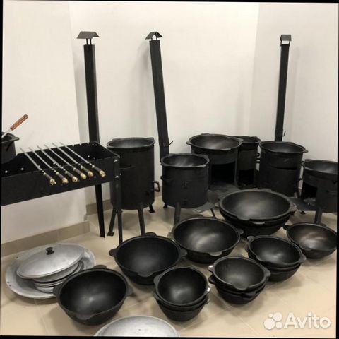 Казаны различных размеров, мангалы, посуда и др