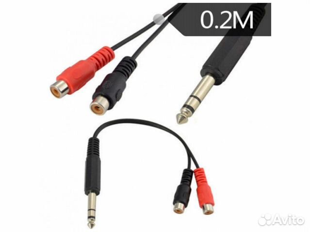 Кабель-переходник 2хav (F) - Jack 6.5 мм (M)