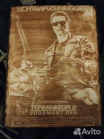 Терминатор, Арнольд Шварцнеггер, выжигание, дерево