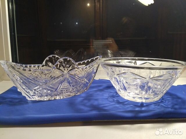Хрустальные салатник и ладья (СССР)