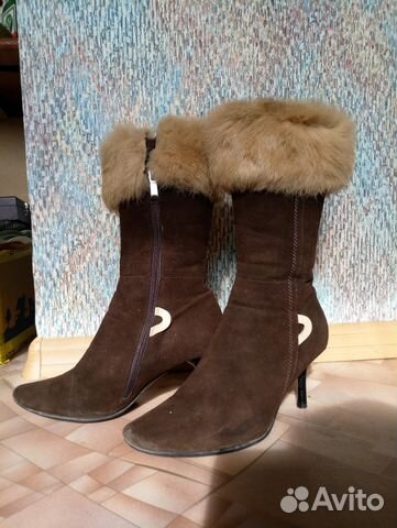 Зимние сапоги из натуральной замши