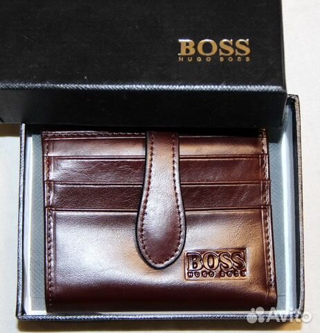 Кожаный кошелек - визитница H Boss brown new