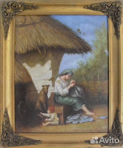 Картина «Крестьянка с ребенком». Картон. Масло