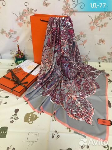 Серый Шарф Hermes Платок Гермес Палантин