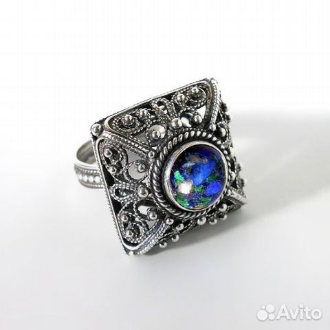 Кольцо с азуритом (серебро)