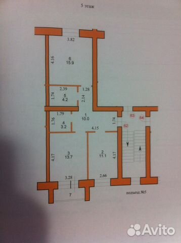 2-к квартира, 58.1 м², 5/5 эт.