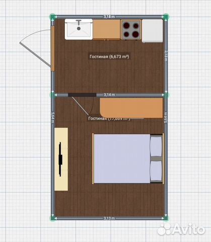 Комната 18 м² в 1-к, 5/5 эт.