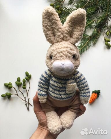Заяц вязаная игрушка ручной работы handmade