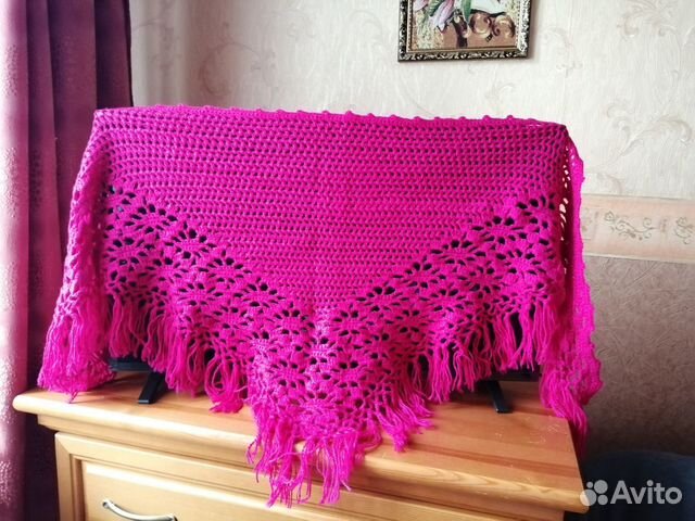 Шаль из ровницы ручная работа