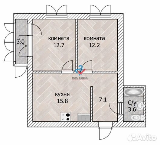 2-к квартира, 52.9 м², 6/25 эт. 2-к квартира, 52.9 м², 6/25 эт.
