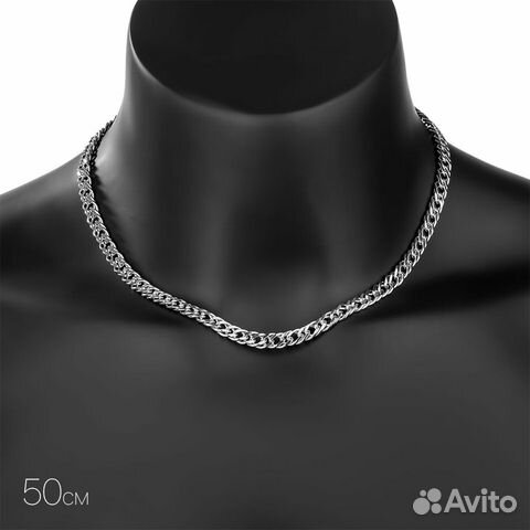 Серебряная цепочка, плетение двойной ромб, покрыти Серебряная цепочка, плетение двойной ромб, покрыти