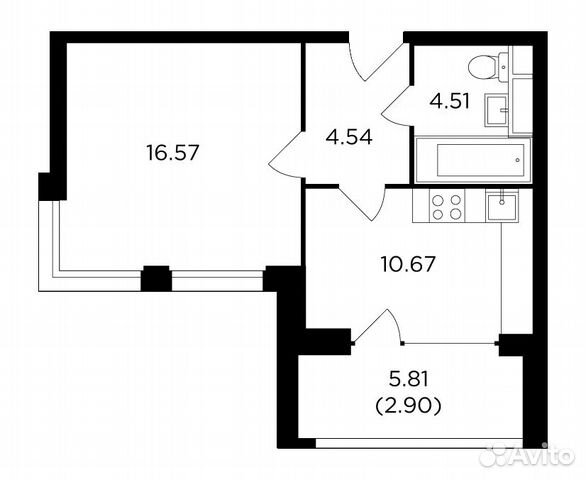 1-к квартира, 39.2 м², 13/29 эт. 1-к квартира, 39.2 м², 13/29 эт.