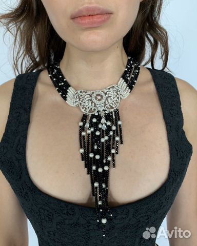 Колье ожерелье шпинель жемчуг