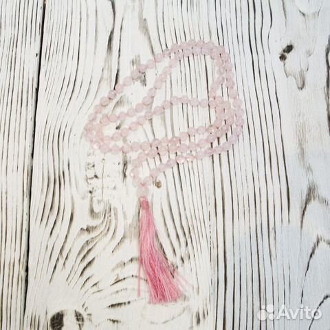 Мала 108 бусин, бусы, розовый кварц, аметист,Индия Мала 108 бусин, бусы, розовый кварц, аметист,Индия