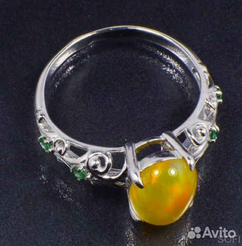 Серебряное кольцо с опалом и фианитом натуральным