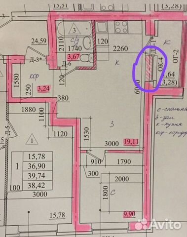 2-к квартира, 40 м², 3/4 эт.