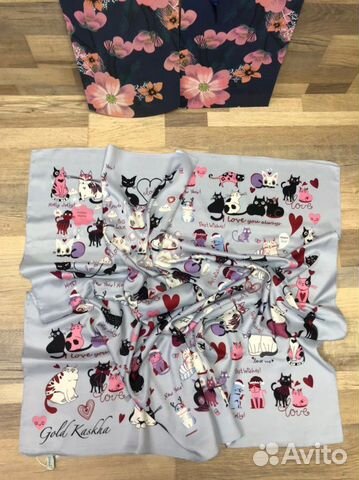 Новый женский шёлковый платок Gold Kashkha