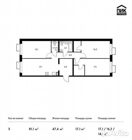 3-к квартира, 81.1 м², 20/25 эт. 3-к квартира, 81.1 м², 20/25 эт.