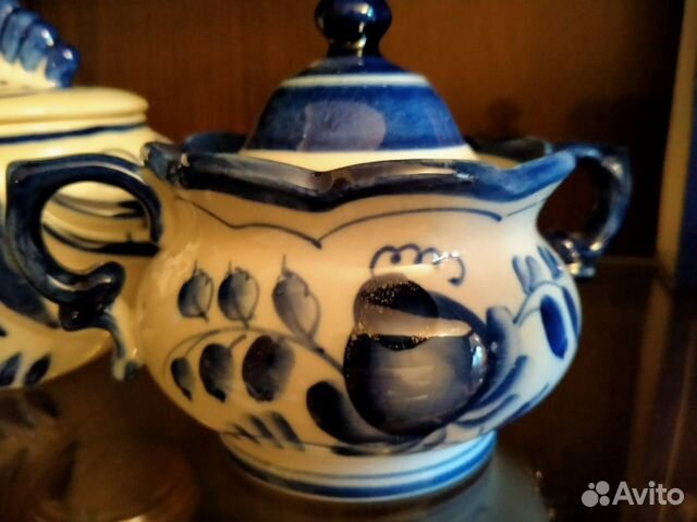 Самовар + сахарница. Розовая гжель+ Гжель подарок