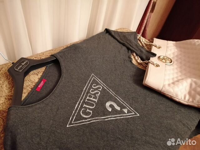Серый свитер Guess пуловер свитшот лонгслив