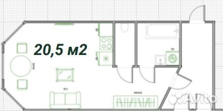 Студия, 20.5 м², 2/17 эт.