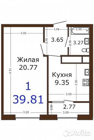 1-к квартира, 39.8 м², 20/25 эт.