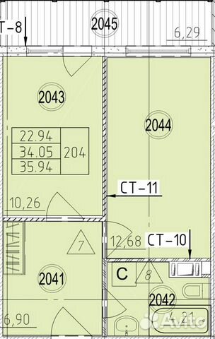 1-к квартира, 35.8 м², 12/18 эт.