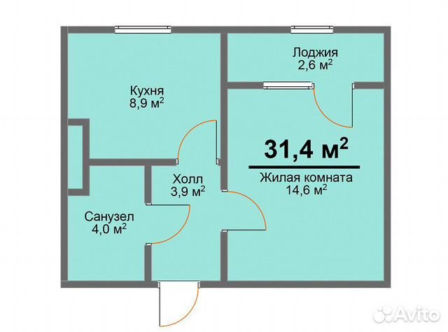 1-к квартира, 31.4 м², 2/3 эт.