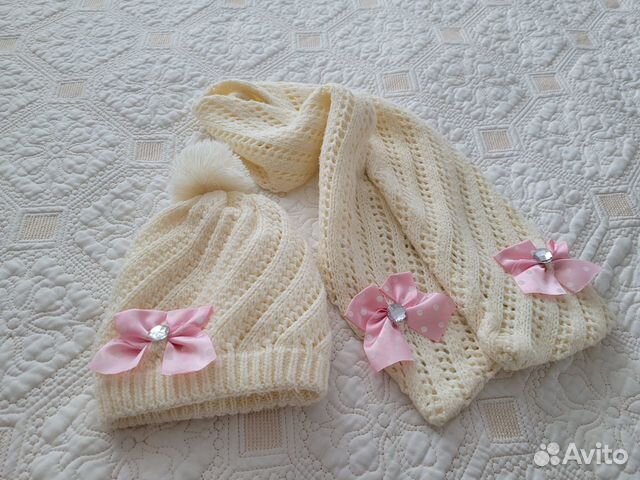 Шапка и шарф для новорожденной