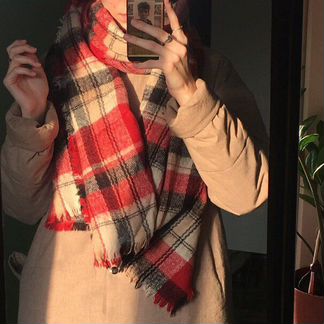 Шарф теплый клетчатый
