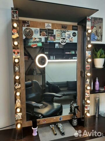 Гримерное зеркало с лампочками лофт