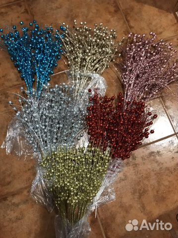 Новогодний декор ветки в блестках