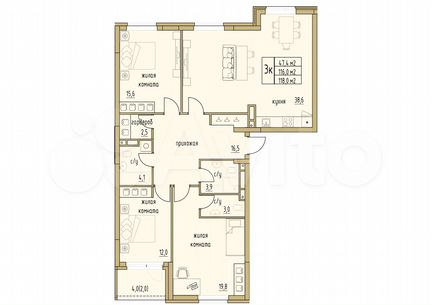 3-к. квартира, 118 м², 5/6 эт.
