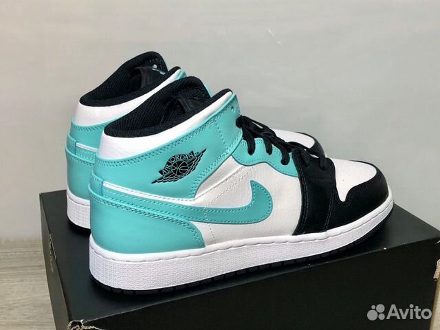 6us Air Jordan 1 Mid Green Blue Tropical Twist