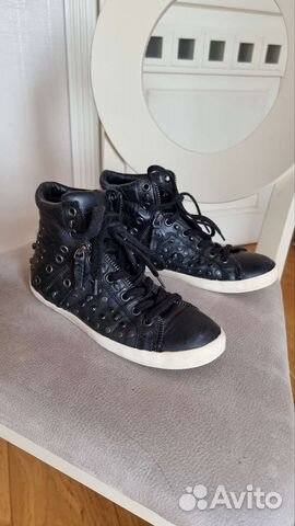 Кеды кроссовки кожаные с черепами Ash