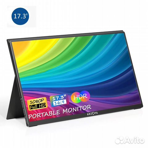 Портативный игровой монитор arzopa 17 дюймов 144гц