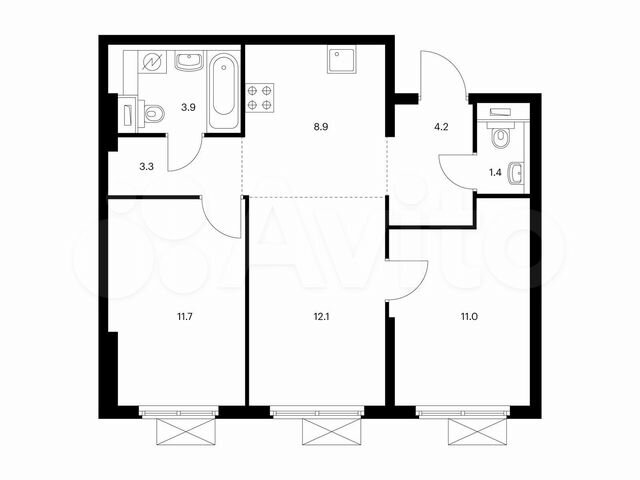 3-к. квартира, 56,5 м², 7/15 эт.