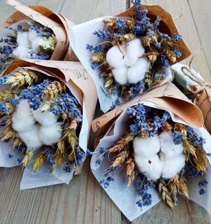 Букет из хлопка, лаванды