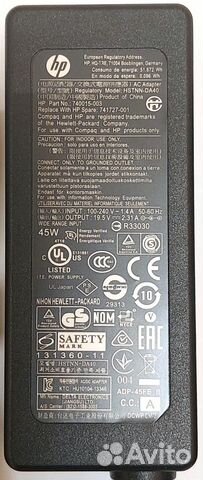 Зарядка для ноутбука HP 19.5V 2.31A разъём 4.5-3.0