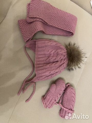 Комплект шапка, шарф, варежки