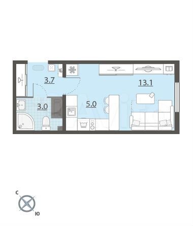 Квартира-студия, 24,5 м², 21/25 эт.