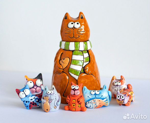 Сувениры фигурки котов и животных полимерная глина