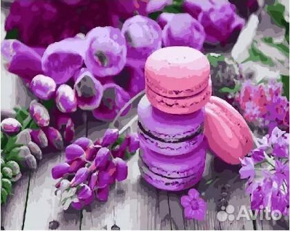 Картина по номерам 40х50 Макаруны и цветы GX28824