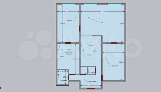 4-к. квартира, 94,3 м², 2/5 эт.