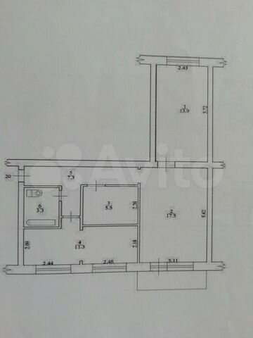 3-к. квартира, 58,8 м², 5/5 эт.