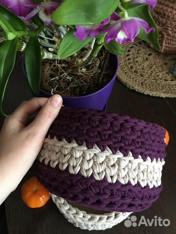 Корзинка из трикотажной пряжи