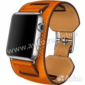 Ремешок кожа широкий Apple Watch 42-49 коричневый