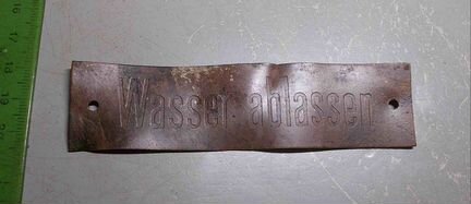 Бирка Табличка wasser ablassen Вермахт 3 рейх